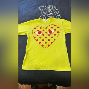 Comme des Garcons Lime Shirt with Red Heart Design